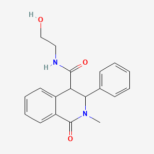 molecular formula C19H20N2O3 B2788696 N-(2-hydroxyethyl)-2-methyl-1-oxo-3-phenyl-1,2,3,4-tetrahydroisoquinoline-4-carboxamide CAS No. 2319635-92-0