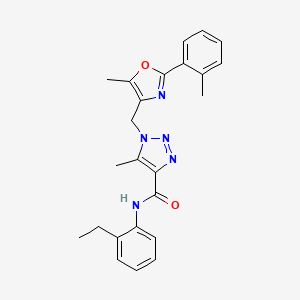 molecular formula C24H25N5O2 B2788702 N-(2-ethylphenyl)-5-methyl-1-((5-methyl-2-(o-tolyl)oxazol-4-yl)methyl)-1H-1,2,3-triazole-4-carboxamide CAS No. 946331-01-7