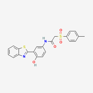 molecular formula C22H18N2O4S2 B2788709 N-[3-(1,3-benzothiazol-2-yl)-4-hydroxyphenyl]-2-(4-methylbenzenesulfonyl)acetamide CAS No. 895442-66-7