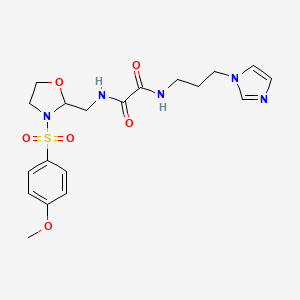 molecular formula C19H25N5O6S B2788735 N1-(3-(1H-imidazol-1-yl)propyl)-N2-((3-((4-methoxyphenyl)sulfonyl)oxazolidin-2-yl)methyl)oxalamide CAS No. 868981-41-3