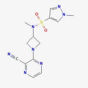 molecular formula C13H15N7O2S B2788768 N-[1-(3-Cyanopyrazin-2-yl)azetidin-3-yl]-N,1-dimethylpyrazole-4-sulfonamide CAS No. 2380069-39-4