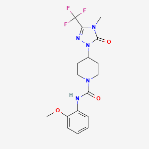 molecular formula C17H20F3N5O3 B2788769 N-(2-methoxyphenyl)-4-(4-methyl-5-oxo-3-(trifluoromethyl)-4,5-dihydro-1H-1,2,4-triazol-1-yl)piperidine-1-carboxamide CAS No. 2034603-27-3