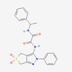 molecular formula C21H20N4O4S B2788780 N-{5,5-dioxo-2-phenyl-2H,4H,6H-5lambda6-thieno[3,4-c]pyrazol-3-yl}-N'-(1-phenylethyl)ethanediamide CAS No. 899961-46-7