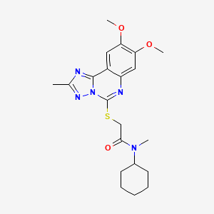 molecular formula C21H27N5O3S B2788796 N-cyclohexyl-2-((8,9-dimethoxy-2-methyl-[1,2,4]triazolo[1,5-c]quinazolin-5-yl)thio)-N-methylacetamide CAS No. 901755-86-0