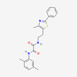 molecular formula C22H23N3O2S B2788835 N'-(2,5-dimethylphenyl)-N-[2-(4-methyl-2-phenyl-1,3-thiazol-5-yl)ethyl]ethanediamide CAS No. 894011-32-6