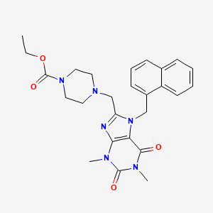 molecular formula C26H30N6O4 B2788853 ethyl 4-({1,3-dimethyl-7-[(naphthalen-1-yl)methyl]-2,6-dioxo-2,3,6,7-tetrahydro-1H-purin-8-yl}methyl)piperazine-1-carboxylate CAS No. 851939-88-3