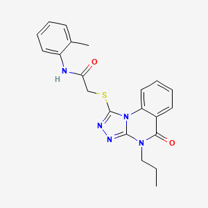 molecular formula C21H21N5O2S B2788862 N-(2-methylphenyl)-2-({5-oxo-4-propyl-4H,5H-[1,2,4]triazolo[4,3-a]quinazolin-1-yl}sulfanyl)acetamide CAS No. 938628-72-9