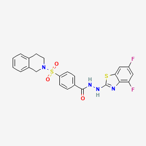 molecular formula C23H18F2N4O3S2 B2788868 N'-(4,6-difluoro-1,3-benzothiazol-2-yl)-4-(1,2,3,4-tetrahydroisoquinoline-2-sulfonyl)benzohydrazide CAS No. 851988-36-8