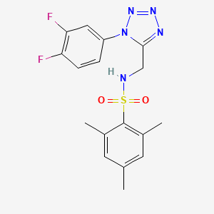 molecular formula C17H17F2N5O2S B2788906 N-((1-(3,4-difluorophenyl)-1H-tetrazol-5-yl)methyl)-2,4,6-trimethylbenzenesulfonamide CAS No. 920467-92-1