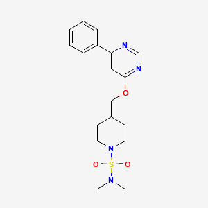 molecular formula C18H24N4O3S B2788938 N,N-dimethyl-4-{[(6-phenylpyrimidin-4-yl)oxy]methyl}piperidine-1-sulfonamide CAS No. 2380068-32-4