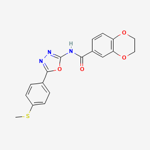 molecular formula C18H15N3O4S B2788945 N-{5-[4-(methylsulfanyl)phenyl]-1,3,4-oxadiazol-2-yl}-2,3-dihydro-1,4-benzodioxine-6-carboxamide CAS No. 886918-54-3