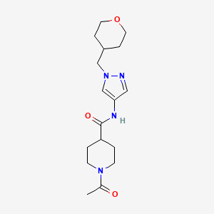 molecular formula C17H26N4O3 B2788964 1-acetyl-N-{1-[(oxan-4-yl)methyl]-1H-pyrazol-4-yl}piperidine-4-carboxamide CAS No. 1705311-14-3