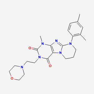 molecular formula C23H30N6O3 B2788971 9-(2,4-dimethylphenyl)-1-methyl-3-(2-morpholin-4-ylethyl)-6,7,8,9-tetrahydropyrimido[2,1-f]purine-2,4(1H,3H)-dione CAS No. 923438-14-6