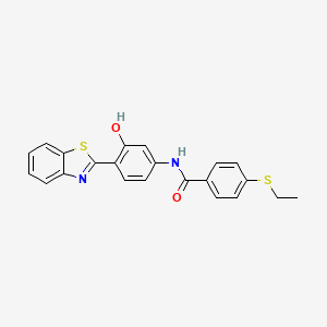 molecular formula C22H18N2O2S2 B2789006 N-[4-(1,3-benzothiazol-2-yl)-3-hydroxyphenyl]-4-(ethylsulfanyl)benzamide CAS No. 946349-54-8