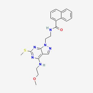 molecular formula C22H24N6O2S B2789013 N-(2-(4-((2-methoxyethyl)amino)-6-(methylthio)-1H-pyrazolo[3,4-d]pyrimidin-1-yl)ethyl)-1-naphthamide CAS No. 946282-56-0