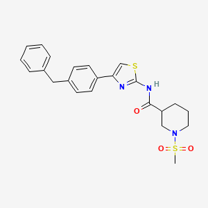 molecular formula C23H25N3O3S2 B2789035 N-(4-(4-benzylphenyl)thiazol-2-yl)-1-(methylsulfonyl)piperidine-3-carboxamide CAS No. 1058189-12-0
