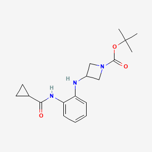 molecular formula C18H25N3O3 B2789067 Tert-butyl 3-[(2-cyclopropaneamidophenyl)amino]azetidine-1-carboxylate CAS No. 2380181-81-5
