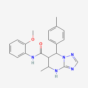molecular formula C21H23N5O2 B2789078 N-(2-methoxyphenyl)-5-methyl-7-(4-methylphenyl)-4H,5H,6H,7H-[1,2,4]triazolo[1,5-a]pyrimidine-6-carboxamide CAS No. 1212386-49-6