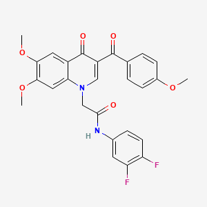 molecular formula C27H22F2N2O6 B2789079 N-(3,4-difluorophenyl)-2-[6,7-dimethoxy-3-(4-methoxybenzoyl)-4-oxo-1,4-dihydroquinolin-1-yl]acetamide CAS No. 866590-55-8