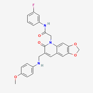 molecular formula C26H22FN3O5 B2789104 N-(3-fluorophenyl)-2-(7-{[(4-methoxyphenyl)amino]methyl}-6-oxo-2H,5H,6H-[1,3]dioxolo[4,5-g]quinolin-5-yl)acetamide CAS No. 894561-37-6