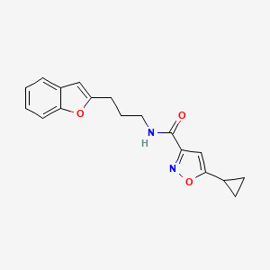 molecular formula C18H18N2O3 B2789177 N-[3-(1-benzofuran-2-yl)propyl]-5-cyclopropyl-1,2-oxazole-3-carboxamide CAS No. 2034558-53-5
