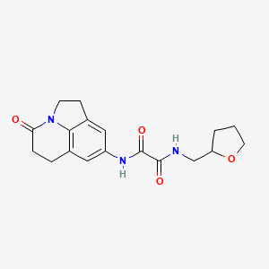 molecular formula C18H21N3O4 B2789179 N-{11-oxo-1-azatricyclo[6.3.1.0^{4,12}]dodeca-4(12),5,7-trien-6-yl}-N'-[(oxolan-2-yl)methyl]ethanediamide CAS No. 898419-01-7