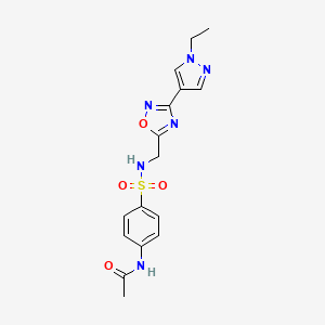 molecular formula C16H18N6O4S B2789192 N-[4-({[3-(1-ethyl-1H-pyrazol-4-yl)-1,2,4-oxadiazol-5-yl]methyl}sulfamoyl)phenyl]acetamide CAS No. 2034230-21-0