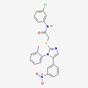molecular formula C24H19ClN4O3S B2789209 N-(3-chlorophenyl)-2-((5-(3-nitrophenyl)-1-(o-tolyl)-1H-imidazol-2-yl)thio)acetamide CAS No. 1235357-50-2