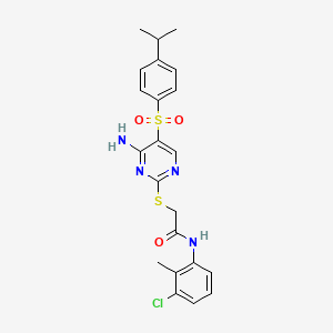 molecular formula C22H23ClN4O3S2 B2789247 2-({4-amino-5-[4-(propan-2-yl)benzenesulfonyl]pyrimidin-2-yl}sulfanyl)-N-(3-chloro-2-methylphenyl)acetamide CAS No. 894949-18-9