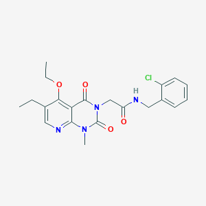 molecular formula C21H23ClN4O4 B2789291 N-(2-chlorobenzyl)-2-(5-ethoxy-6-ethyl-1-methyl-2,4-dioxo-1,2-dihydropyrido[2,3-d]pyrimidin-3(4H)-yl)acetamide CAS No. 1005298-60-1