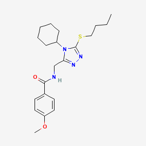 molecular formula C21H30N4O2S B2789306 N-((5-(butylthio)-4-cyclohexyl-4H-1,2,4-triazol-3-yl)methyl)-4-methoxybenzamide CAS No. 476448-58-5