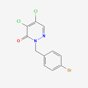 molecular formula C11H7BrCl2N2O B2789307 2-[(4-Bromophenyl)methyl]-4,5-dichloro-2,3-dihydropyridazin-3-one CAS No. 303033-94-5