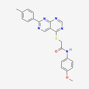 molecular formula C22H19N5O2S B2789312 N-(4-methoxyphenyl)-2-((7-(p-tolyl)pyrimido[4,5-d]pyrimidin-4-yl)thio)acetamide CAS No. 1286713-12-9