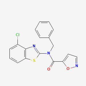 molecular formula C18H12ClN3O2S B2789325 N-benzyl-N-(4-chloro-1,3-benzothiazol-2-yl)-1,2-oxazole-5-carboxamide CAS No. 941913-95-7
