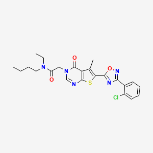 molecular formula C23H24ClN5O3S B2789336 N-butyl-2-{6-[3-(2-chlorophenyl)-1,2,4-oxadiazol-5-yl]-5-methyl-4-oxo-3H,4H-thieno[2,3-d]pyrimidin-3-yl}-N-ethylacetamide CAS No. 1243023-81-5