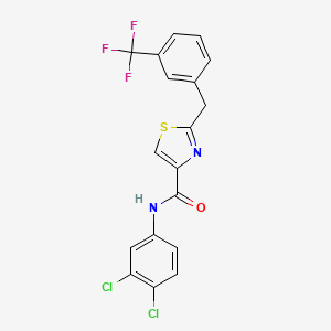molecular formula C18H11Cl2F3N2OS B2789341 N-(3,4-dichlorophenyl)-2-[3-(trifluoromethyl)benzyl]-1,3-thiazole-4-carboxamide CAS No. 478042-45-4