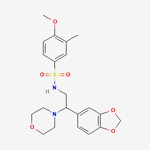 molecular formula C21H26N2O6S B2789351 N-(2-(benzo[d][1,3]dioxol-5-yl)-2-morpholinoethyl)-4-methoxy-3-methylbenzenesulfonamide CAS No. 887219-00-3