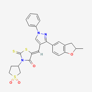 (Z)-3-(1,1-dioxidotetrahydrothiophen-3-yl)-5-((3-(2-methyl-2,3-dihydrobenzofuran-5-yl)-1-phenyl-1H-pyrazol-4-yl)methylene)-2-thioxothiazolidin-4-one