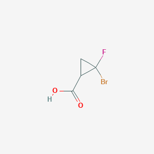 molecular formula C4H4BrFO2 B2789376 2-Bromo-2-fluorocyclopropanecarboxylic acid CAS No. 1378807-68-1