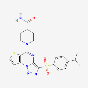 1-(3-((4-Isopropylphenyl)sulfonyl)thieno[2,3-e][1,2,3]triazolo[1,5-a]pyrimidin-5-yl)piperidine-4-carboxamide