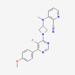 3-[[1-[5-Fluoro-6-(4-methoxyphenyl)pyrimidin-4-yl]azetidin-3-yl]-methylamino]pyridine-2-carbonitrile
