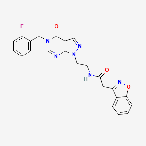 2-(benzo[d]isoxazol-3-yl)-N-(2-(5-(2-fluorobenzyl)-4-oxo-4,5-dihydro-1H-pyrazolo[3,4-d]pyrimidin-1-yl)ethyl)acetamide