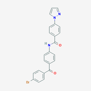 molecular formula C23H16BrN3O2 B278945 N-[4-(4-bromobenzoyl)phenyl]-4-(1H-pyrazol-1-yl)benzamide 