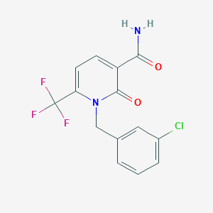 molecular formula C14H10ClF3N2O2 B2789467 1-(3-Chlorobenzyl)-2-oxo-6-(trifluoromethyl)-1,2-dihydro-3-pyridinecarboxamide CAS No. 338977-69-8