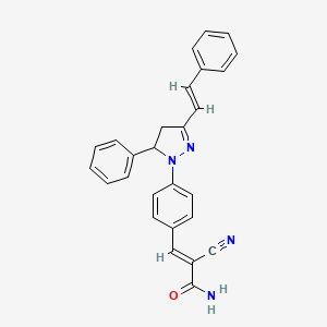 molecular formula C27H22N4O B2789471 (2E)-2-cyano-3-(4-{5-phenyl-3-[(E)-2-phenylethenyl]-4,5-dihydro-1H-pyrazol-1-yl}phenyl)prop-2-enamide CAS No. 327103-56-0