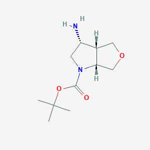 molecular formula C11H20N2O3 B2789472 tert-butyl (3R,3aS,6aR)-3-amino-hexahydro-1H-furo[3,4-b]pyrrole-1-carboxylate CAS No. 1251006-87-7