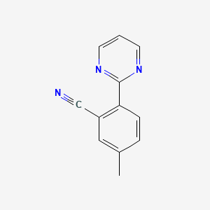 molecular formula C12H9N3 B2789473 5-Methyl-2-(pyrimidin-2-yl)benzonitrile CAS No. 1373917-20-4