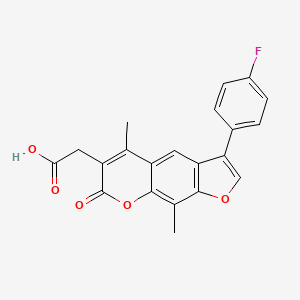 molecular formula C21H15FO5 B2789480 [3-(4-fluorophenyl)-5,9-dimethyl-7-oxo-7H-furo[3,2-g]chromen-6-yl]acetic acid CAS No. 664366-14-7