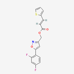 molecular formula C17H11F2NO3S B2789486 (E)-(5-(2,4-difluorophenyl)isoxazol-3-yl)methyl 3-(thiophen-2-yl)acrylate CAS No. 1212771-42-0