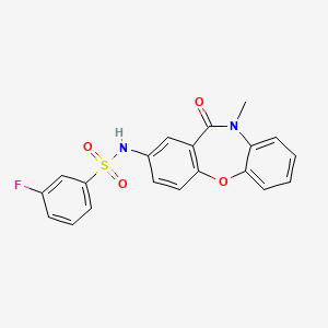 molecular formula C20H15FN2O4S B2789489 3-fluoro-N-(10-methyl-11-oxo-10,11-dihydrodibenzo[b,f][1,4]oxazepin-2-yl)benzenesulfonamide CAS No. 922136-25-2